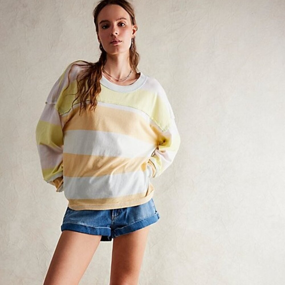 018 Free People We The Free Sundae Funday Tee Sweatshirt Oversized Size Large